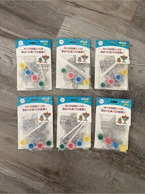 The Dreidel Company Hanukkah Sun Catcher Paint Your Own Menorah and Dreidel 6 PK